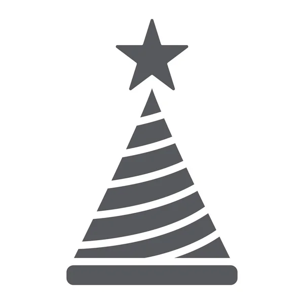 生日帽子字形图标，装饰和派对，派对锥形标志，矢量图形，白色背景上的实心图案. — 图库矢量图片