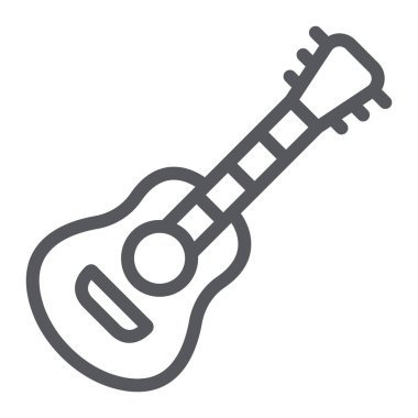 Gitar hattı simgesi, müzik ve ses, akustik müzik enstrüman işareti, vektör grafikleri, beyaz bir arka planda doğrusal bir desen.