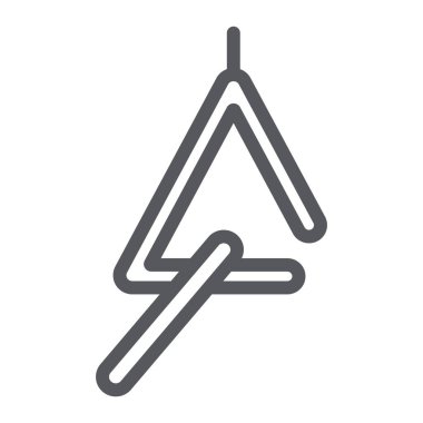 Üçgen gösterge çizgisi simgesi, müzik ve ses, müzik üçgen işareti, vektör grafikleri, beyaz bir arka planda doğrusal bir desen.