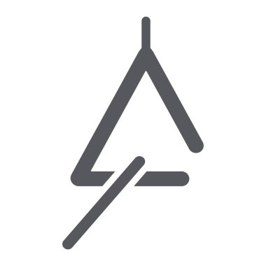 Üçgen enstrüman glif simgesi, müzik ve ses, müzik üçgen işareti, vektör grafikleri, beyaz bir arka planda sağlam bir desen.