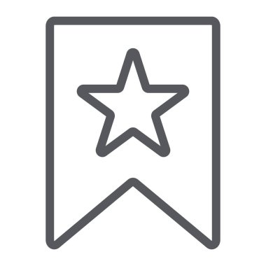 Favorites çizgi simgesi, işareti ve favori, yıldız işareti ile yer imi, vektör grafikleri, beyaz bir arka planda doğrusal bir desen.