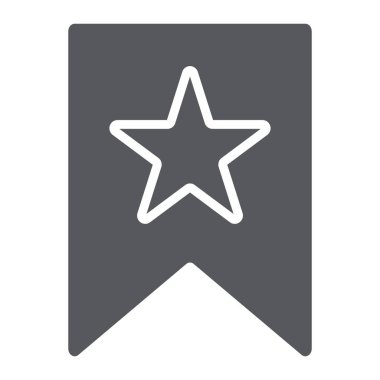 Favoriler glif simgesi, işareti ve favori, yıldız işareti ile yer imi, vektör grafikleri, beyaz bir arka planda sağlam bir desen.