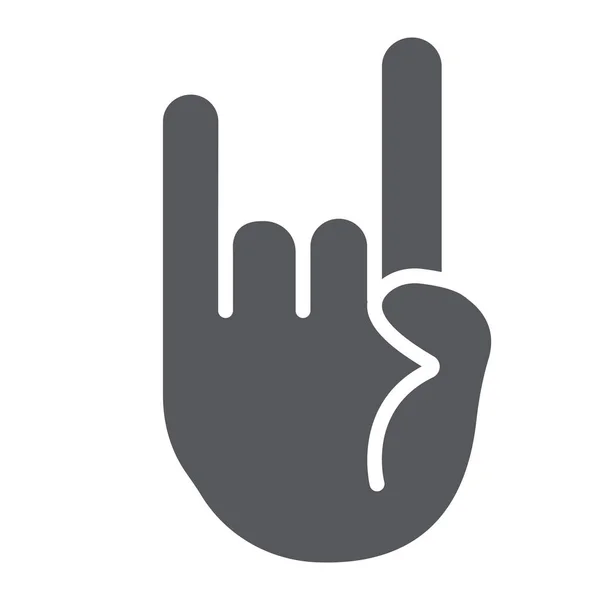 Rock and roll sign glyph icon, music and hand, heavy metal gesture sign, vector graphics, a solid pattern on a white background. — Stock Vector