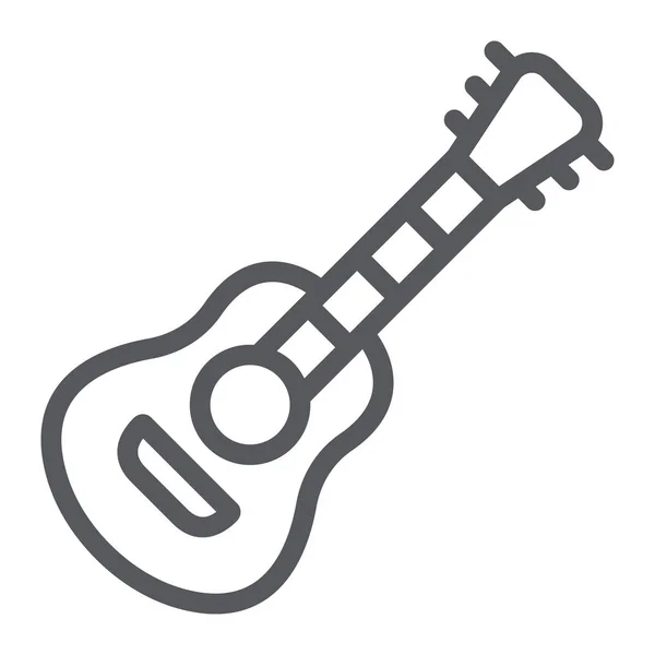 Icono de línea de guitarra, música y sonido, signo de instrumento musical acústico, gráficos vectoriales, un patrón lineal sobre un fondo blanco . — Vector de stock