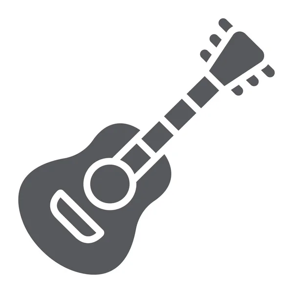Icona del glifo della chitarra, musica e suono, segno dello strumento musicale acustico, grafica vettoriale, un solido motivo su sfondo bianco . — Vettoriale Stock
