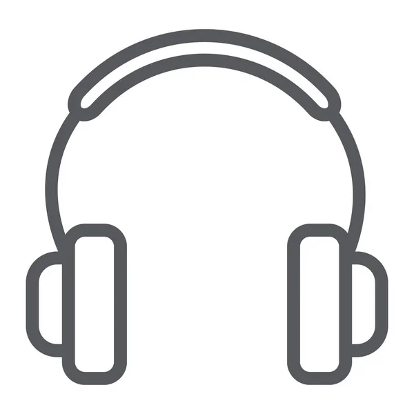 Icono de línea de auriculares, música y sonido, señal de accesorio de audio, gráficos vectoriales, un patrón lineal sobre un fondo blanco . — Vector de stock
