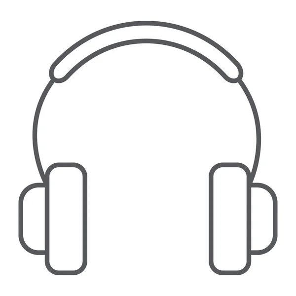 Auriculares icono de línea delgada, música y sonido, señal de accesorio de audio, gráficos vectoriales, un patrón lineal sobre un fondo blanco . — Vector de stock