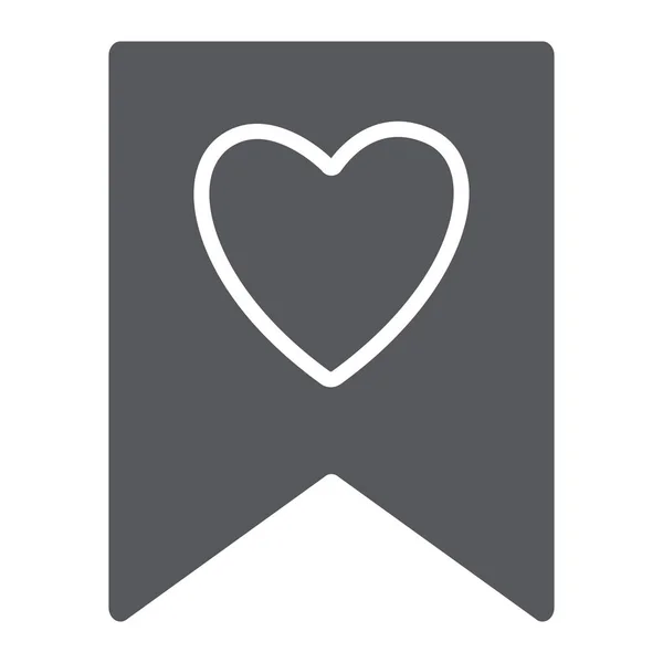 Icono de glifo favorito, marca y favorito, marcador con signo de corazón, gráficos vectoriales, un patrón sólido sobre un fondo blanco . — Vector de stock
