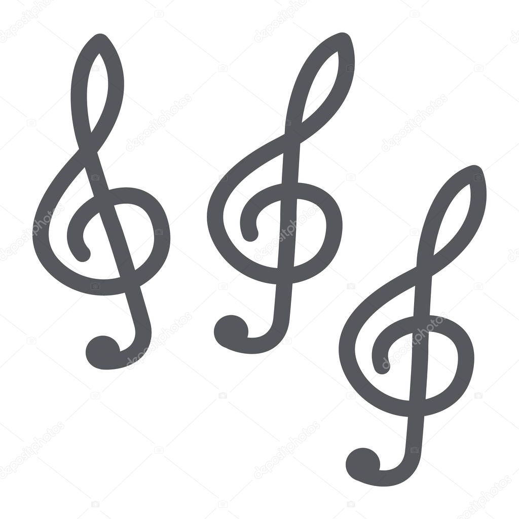 Music clef glyph icon, music and note, music key sign, vector graphics, a solid pattern on a white background.