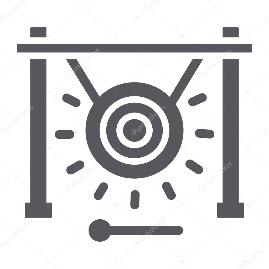 Gong glyph icon, music and sound, chinese instrument sign, vector graphics, a solid pattern on a white background.