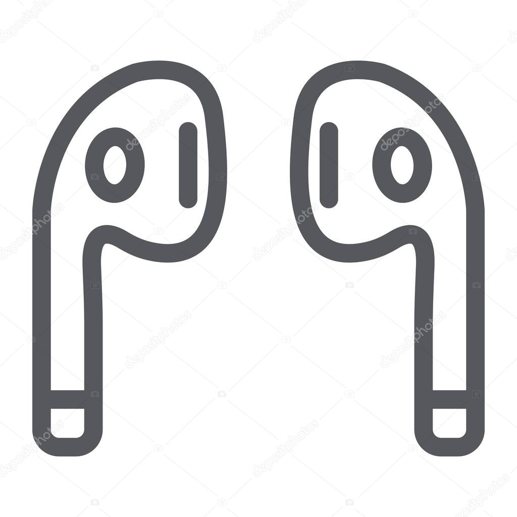 Bluetooth headphones line icon, music and sound, wireless headphones sign, vector graphics, a linear pattern on a white background, eps 10.