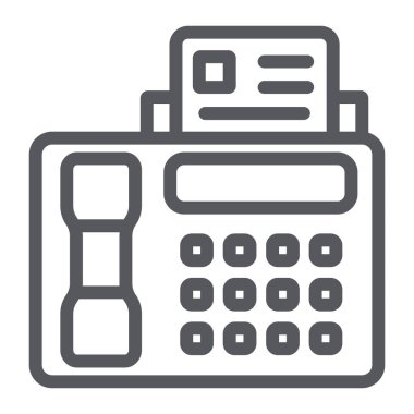 Faks satır simgesi, baskı ve aygıt, yazıcı işareti, vektör grafikleri, beyaz arka planda doğrusal desen.