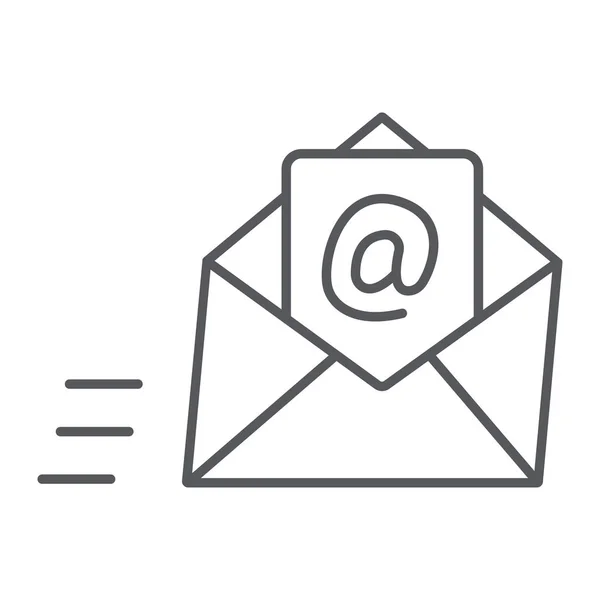 E-posta ince çizgi simgesi, posta ve mektup, posta zarfı işareti, vektör grafikleri, beyaz bir arka plan üzerinde doğrusal desen. — Stok Vektör
