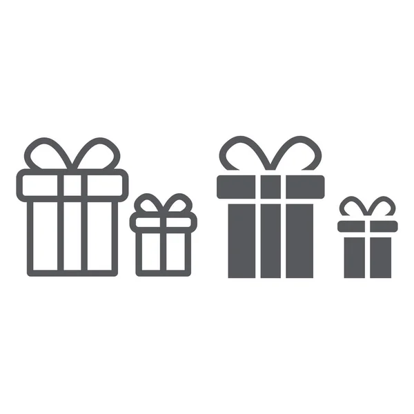 Gift boxes line and glyph icon, package and surprise, presents sign, vector graphics, a linear pattern on a white background. — Stock Vector