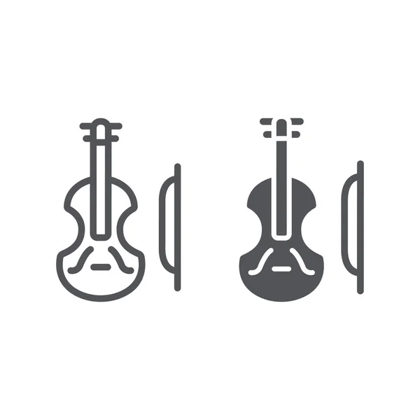 Icône pour violon et glyphe, musique et instrument, signe pour violoncelle, graphiques vectoriels, motif linéaire sur fond blanc . — Image vectorielle