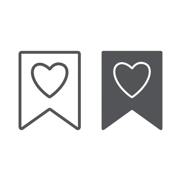 Favourite line and glyph icon, mark and favorite, bookmark with heart sign, vector graphics, a linear pattern on a white background. — Stock Vector