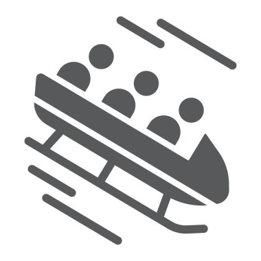 Bobsleigh glyph simgesi, spor ve kış, bobsled işareti, vektör grafik, beyaz bir arka plan üzerinde sağlam bir desen.