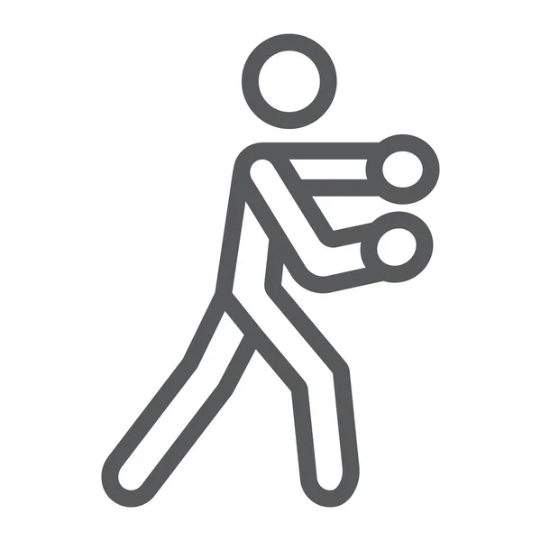 Icône de ligne de boxe, boxeur et poinçon, signe sportif de boxe, graphiques vectoriels, un motif linéaire sur un fond blanc . — Image vectorielle