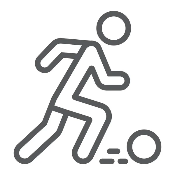 Icône de ligne de joueur de football, sport et football, signe de footballeur, graphiques vectoriels, un motif linéaire sur un fond blanc . — Image vectorielle