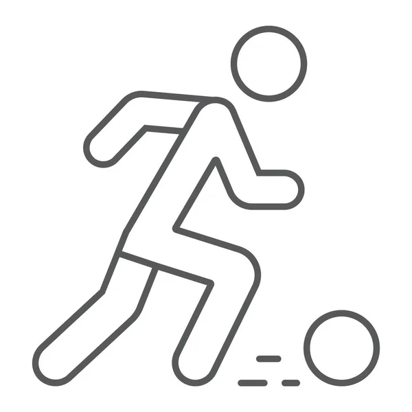 Jugador de fútbol icono de línea delgada, deporte y fútbol, signo de futbolista, gráficos vectoriales, un patrón lineal sobre un fondo blanco . — Archivo Imágenes Vectoriales