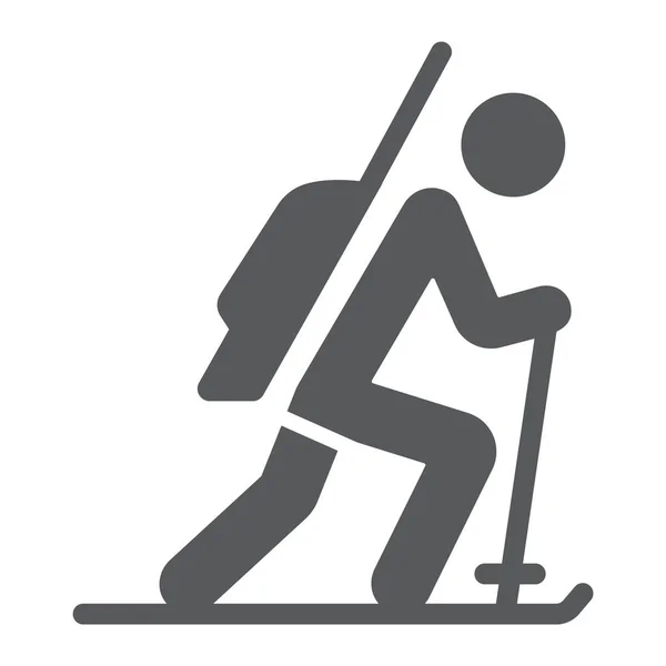 Biatlon glyph icon, sport en winter, skiër teken, vector graphics, een effen patroon op een witte achtergrond. — Stockvector