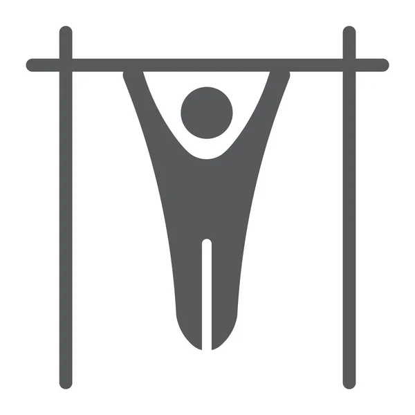 Pulling up men glyph icon, sport and training, street workout sign, vector graphics, a solid pattern on a white background.