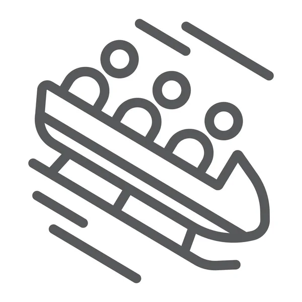 Bobslee lijn icoon, sport en winter, bobslee teken, vector graphics, een lineair patroon op een witte achtergrond. — Stockvector