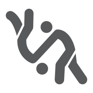 Judo glyph simgesi, spor ve mücadele, karate işareti, vektör grafik, beyaz bir arka plan üzerinde sağlam bir desen.