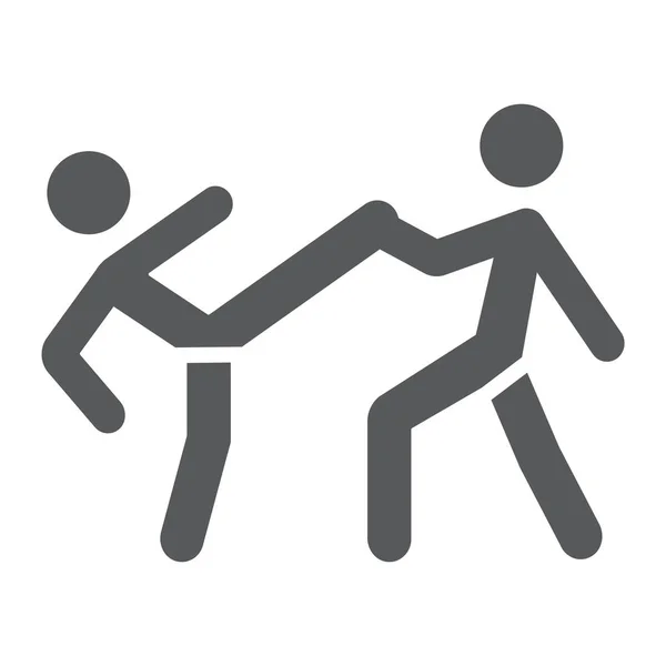 Icono del glifo Taekwondo, deporte y marcial, signo de luchadores, gráficos vectoriales, un patrón sólido sobre un fondo blanco . — Vector de stock