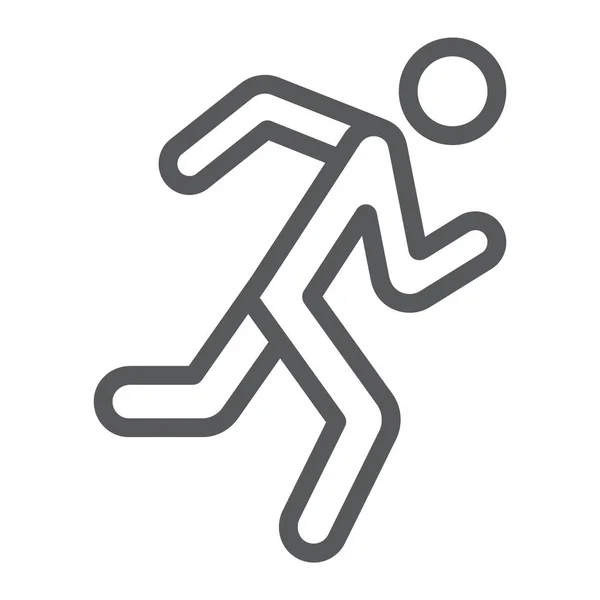 Icône de ligne homme en cours d'exécution, sport et jogging, signe coureur, graphiques vectoriels, un motif linéaire sur un fond blanc . — Image vectorielle