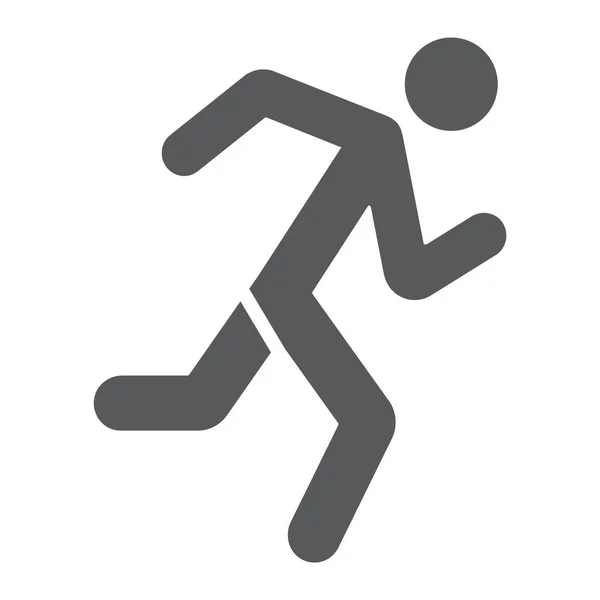 Glyphe homme en cours d'exécution icône, sport et jogging, signe coureur, graphiques vectoriels, un motif solide sur un fond blanc . — Image vectorielle