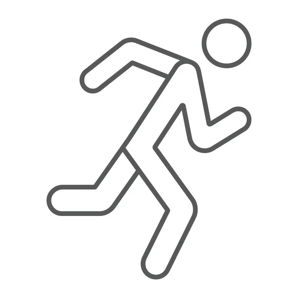 Homme en cours d'exécution ligne mince icône, sport et jogging, signe coureur, graphiques vectoriels, un motif linéaire sur un fond blanc . — Image vectorielle