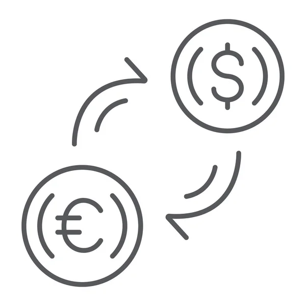 Kurzová ikona, finance a bankovnictví, znak převodu měny, vektorová grafika, lineární vzorek na bílém pozadí. — Stockový vektor
