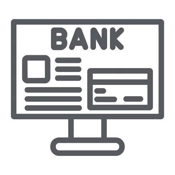 Icono de línea de banca por Internet, finanzas y pagos, signo de finanzas en línea, gráficos vectoriales, un patrón lineal sobre un fondo blanco . — Archivo Imágenes Vectoriales