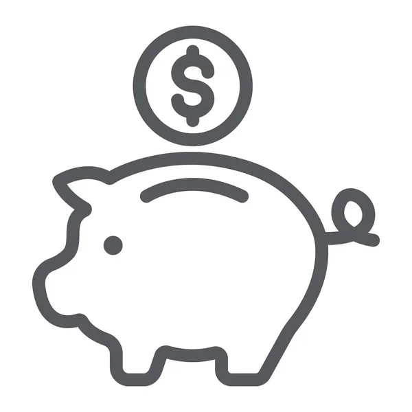 Piggy banca icona linea, finanza e bancario, segno di investimento, grafica vettoriale, un modello lineare su uno sfondo bianco . — Vettoriale Stock