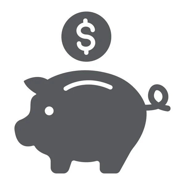 Piggy bank glyph icon, finanças e bancos, sinal de investimento, gráficos vetoriais, um padrão sólido em um fundo branco . —  Vetores de Stock