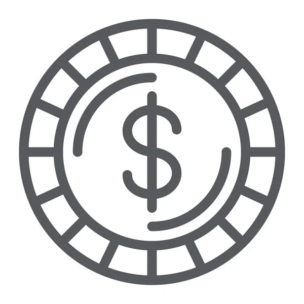 Icono de línea de moneda de dinero, finanzas y dinero, signo de centavo, gráficos vectoriales, un patrón lineal sobre un fondo blanco . — Vector de stock