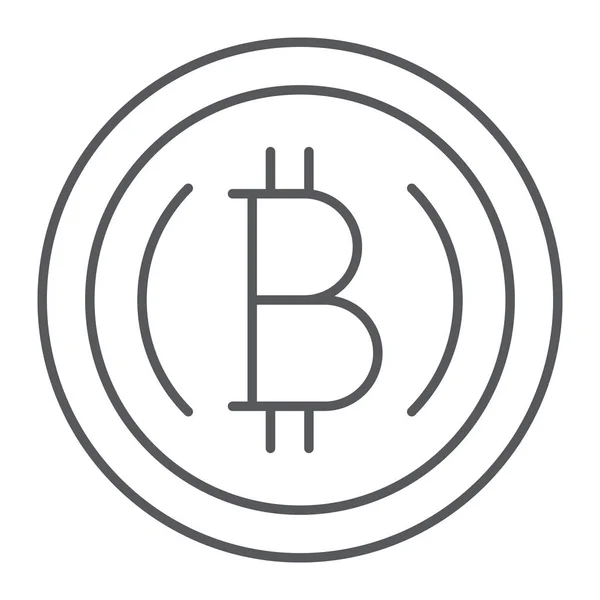 Bitcoin thin line icon, finance and crypto, cryptocurrency sign, vector graphics, a linear pattern on a white background. — Stock Vector