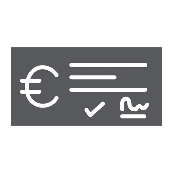Bank chequebetaling glyph icon, financiën en bankieren, cheque teken, vector graphics, een effen patroon op een witte achtergrond. — Stockvector