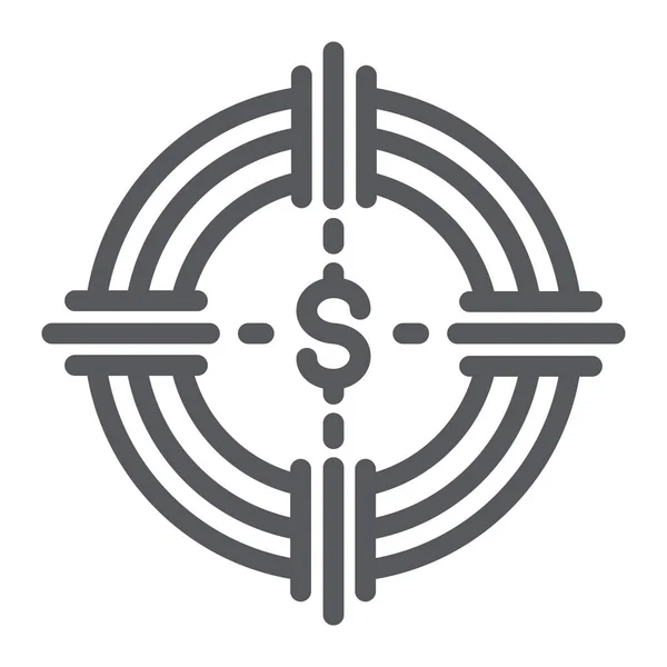 Χρήματα εικονίδιο γραμμή κυνηγιού, οικονομικά και τραπεζικά, σύμβολο στόχου χρήματα, διανυσματικά γραφικά, ένα γραμμικό μοτίβο σε λευκό φόντο. — Διανυσματικό Αρχείο