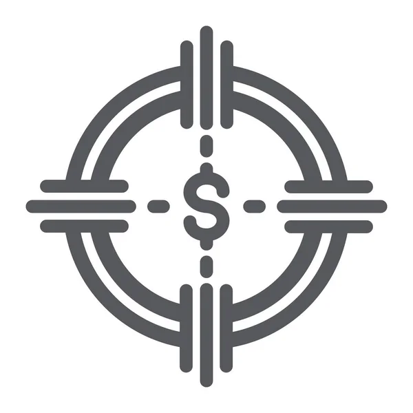 Ταμείο εικονίδιο γλύφου κυνηγιού, χρηματοοικονομικά και τραπεζικά, σύμβολο στόχου χρήματα, διανυσματικά γραφικά, ένα στερεό μοτίβο σε λευκό φόντο. — Διανυσματικό Αρχείο