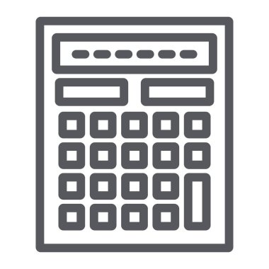 Hesap makinesi çizgi simgesi, matematik ve muhasebe, hesaplama işareti, vektör grafikleri, beyaz arka plan üzerinde doğrusal bir desen.
