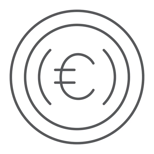 Euromunt dunne lijn icoon, geld en geld, eurocent teken, vector graphics, een lineair patroon op een witte achtergrond. — Stockvector