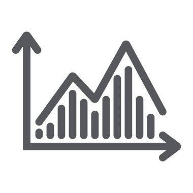 Stok grafik glyph simgesi, grafik ve finans, istatistik diyagramı işareti, vektör grafikleri, beyaz arka plan üzerinde sağlam bir desen.