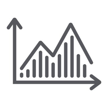 Stok grafik çizgi simgesi, grafik ve finans, istatistik diyagramı işareti, vektör grafikleri, beyaz arka plan üzerinde doğrusal desen.