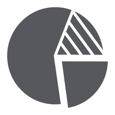 Pasta grafik glyph simgesi, finans ve istatistik, yuvarlak grafik işareti, vektör grafikleri, beyaz arka plan üzerinde sağlam bir desen.