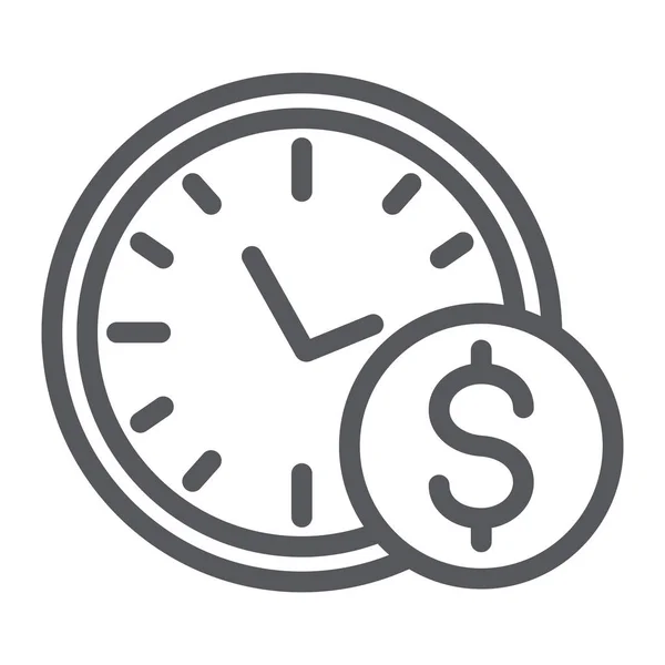 Time is money line icon, hour and finance, clock and dollar sign, vector graphics, a linear pattern on a white background. — Stock Vector