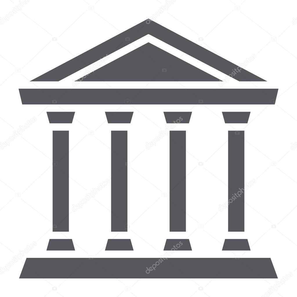 Bank glyph icon, building and architecture, courthouse sign, vector graphics, a solid pattern on a white background, eps 10.