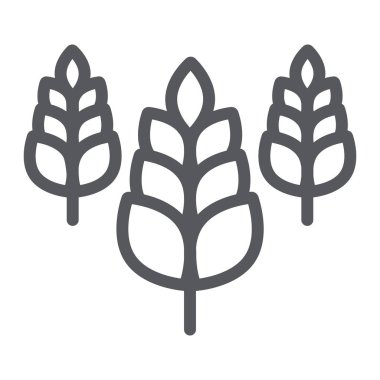 Spikelet çizgi simgesi, çiftlik ve tarım, buğday işareti, vektör grafikleri, beyaz arka plan üzerinde doğrusal bir desen.