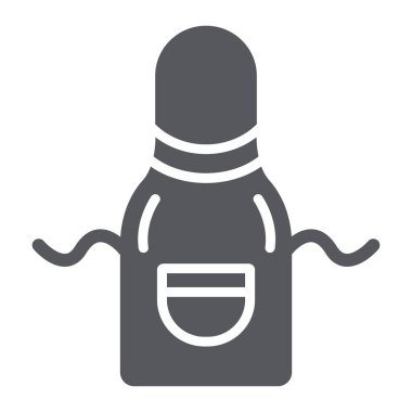 Mutfak önlük glyph simgesi, aşınma ve mutfak, şef giysi işareti, vektör grafik, beyaz bir arka plan üzerinde sağlam bir desen.